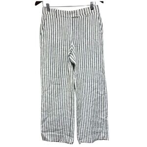Reformation Pants Womens 2 S Gray White Stripe Linen Wide Leg Career Nautical